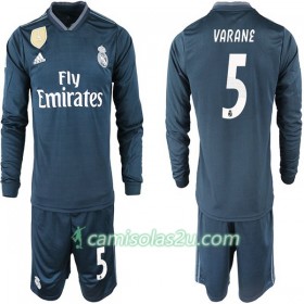 Camisolas de Futebol Real Madrid VARANE 5 Criança Equipamento Alternativa 2018/19 Manga Comprida
